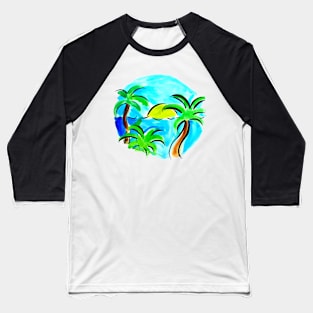 Palm Trees Beach Circle Baseball T-Shirt